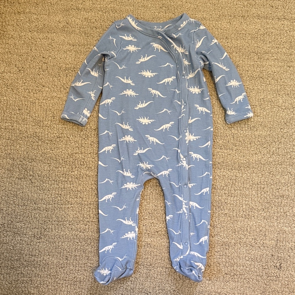 Nordstrom Blue and White Dinosaur Footed One-Piece